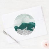 Sticker Rond Argent vert déchiré (Enveloppe)