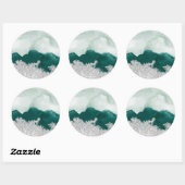 Sticker Rond Argent vert déchiré (Feuille)