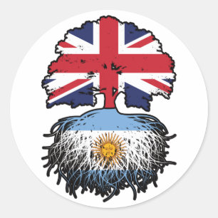 Sticker Rond Argentine Argentine Royaume-Uni drapeau des racine