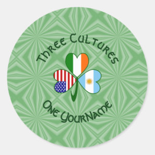 Sticker Rond Argentine Irlande États-Unis Trèfle Drapeau Person