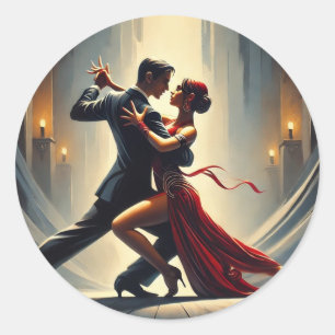 Sticker Rond Argentine Tango Dancing Couple