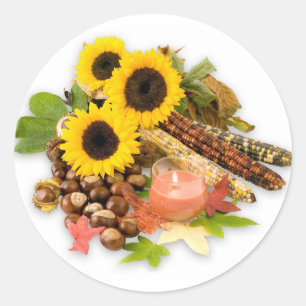 Sticker Rond Arguments floraux d'automne