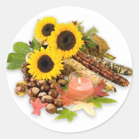 Sticker Rond Arguments floraux d'automne (Devant)