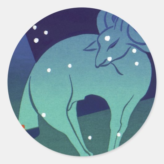 Sticker Rond Aries Ram Constellation, Astrologie Zodiaque Vinta (Devant)