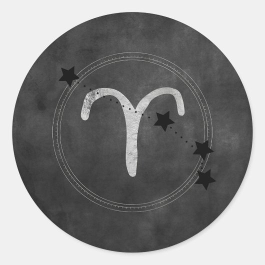 Sticker Rond Aries Ram constellation zodiaque étoiles noir arge (Devant)