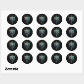 Sticker Rond Aries Serpent crâne Wicca Crescent Occulte Goth Lu (Feuille)