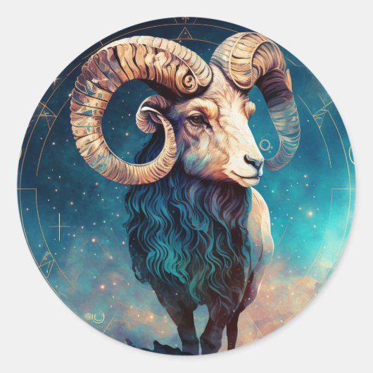 Sticker Rond Aries Zodiac Graphic (Devant)