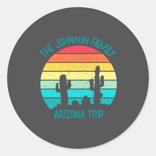 Sticker Rond Arizona Desert Cactus Sunset Trip Kids  (Devant)