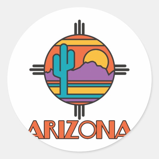 Sticker Rond Arizona Desert Mandala (Devant)