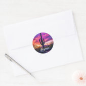Sticker Rond Arizona Saguaro Cactus Sud-Ouest Désert Sunset (Enveloppe)