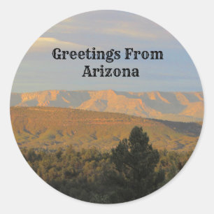 Sticker Rond Arizona Salutations Paysage Photo Désert du Nord