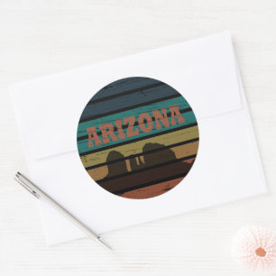 Sticker Rond Arizona Sedona paysage vintage az coucher de solei