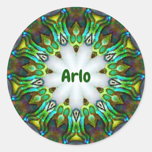 Sticker Rond ARLO ~ Personalized Paua Shell Fractal ~ (Devant)