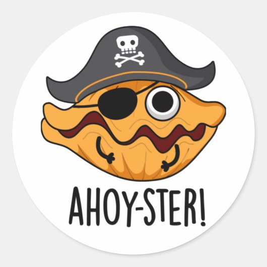 Sticker Rond Arme à huîtres de pirates amusants (Devant)