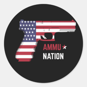 Sticker Rond arme à munitions american retro vintage