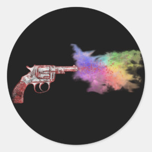 Sticker Rond arme de l'amour : arc-en-ciel :