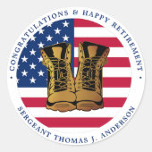 Sticker Rond Armée militaire Retraite USA American Flag Party (Devant)