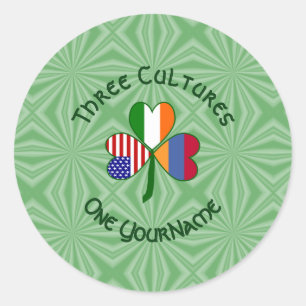 Sticker Rond Arménie Irlande États-Unis Trèfle Drapeau Personna