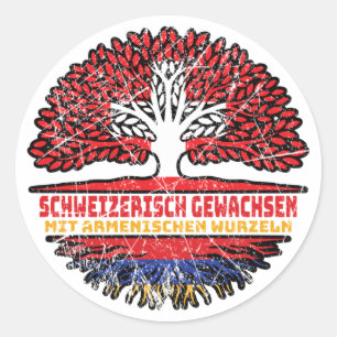 Sticker Rond Armenien Armenisch Schweizer Schweiz Baum Wurzel