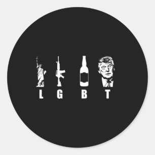 Sticker Rond Armes à feu Bière Trump 2020 - Trump Pence Maga