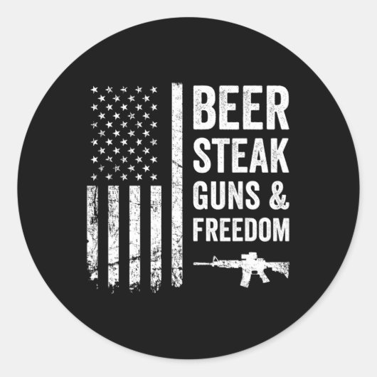 Sticker Rond Armes À Vapeur De Bière Et Liberté - Usa Bbq Ameri (Devant)