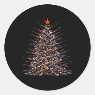Sticker Rond Armes De Noël Arbre Drôle Noël 2024 Cadeaux Pour A