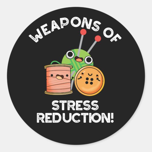 Sticker Rond Armes De Stress Réduction Drôle Tricot Dark BG (Devant)