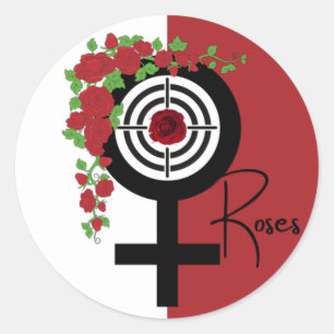 Sticker Rond Armes ou Roses Baby shower de révélation de genre