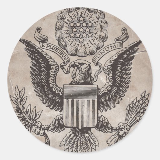 Sticker Rond Armoiries américaines à l'ancienne (Devant)