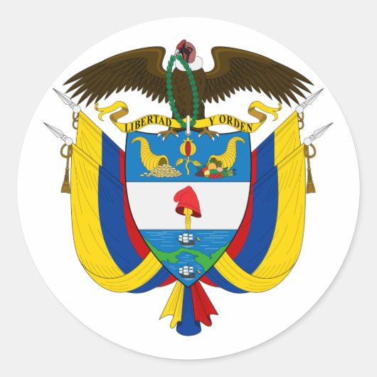 Sticker Rond Armoiries De Colombie (Devant)