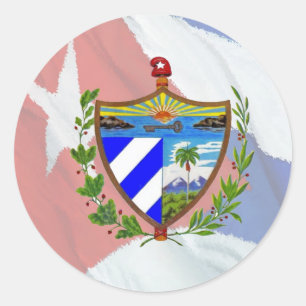Sticker Rond Armoiries de Cuba au drapeau cubain