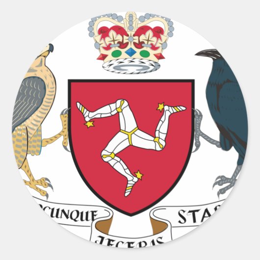 Sticker Rond Armoiries de l'île de Man - Emblème de Manx (Devant)