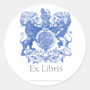 Sticker Rond Armoiries de Lion Ex Libris
