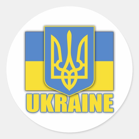 Sticker Rond Armoiries de l'Ukraine (Devant)