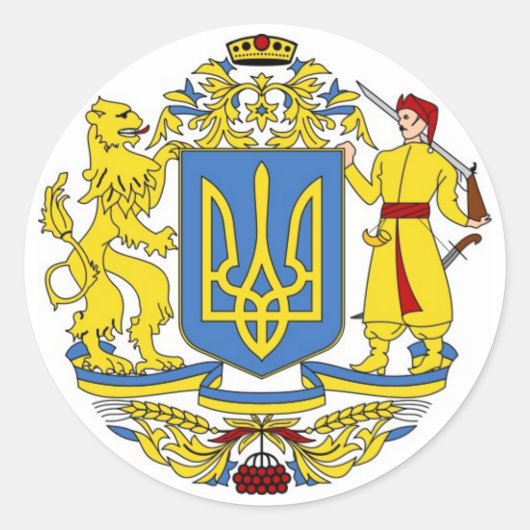 Sticker Rond Armoiries de l'Ukraine (Devant)