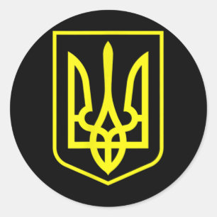 Sticker Rond Armoiries De L'Ukraine Drapeau Graphique Zelensky 