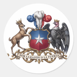 Sticker Rond armoiries de pays drapeau symbole emblème Chili