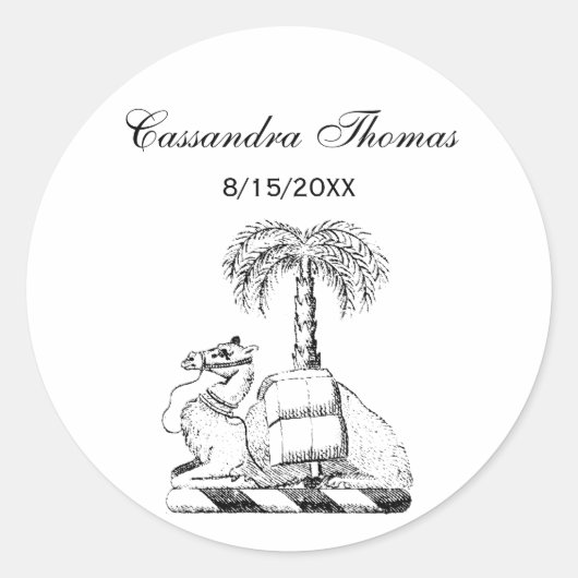 Sticker Rond Armoiries de Preppy Heraldic Camel Palm Tree (Devant)