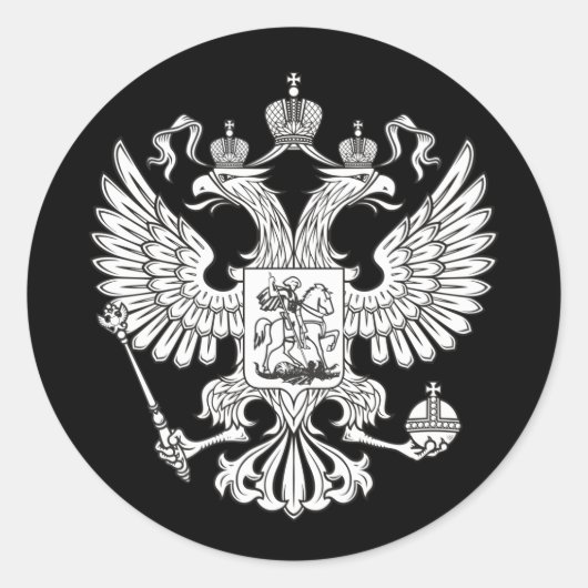 Sticker Rond Armoiries de Russie - version blanche (Devant)