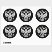 Sticker Rond Armoiries de Russie - version blanche (Feuille)