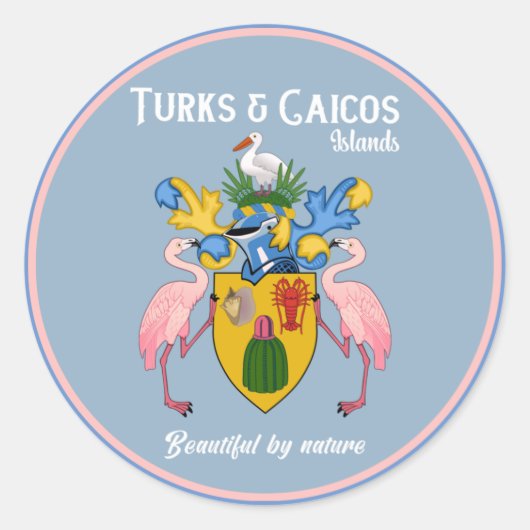 Sticker Rond Armoiries De Turks & Caicos (Devant)
