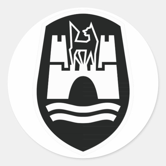 Sticker Rond Armoiries de Wolfsburg (blanc noir) (Devant)