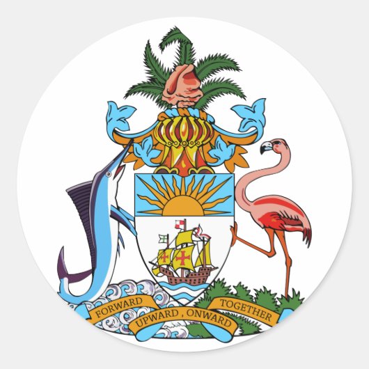 Sticker Rond Armoiries Des Bahamas (Devant)