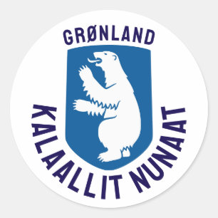 Sticker Rond Armoiries du Groenland - noms ajoutés