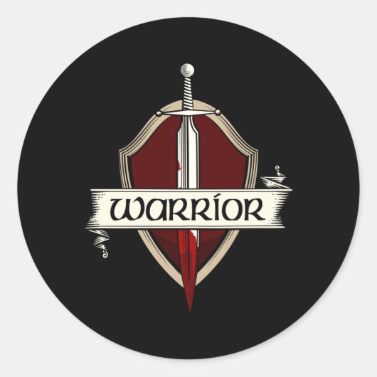 Sticker Rond Armoiries Du Guerrier De L'Épée Lutte Médiévale Co (Devant)