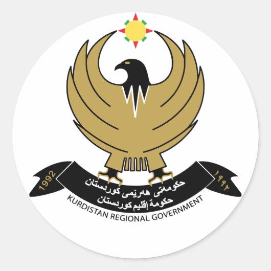 Sticker Rond Armoiries du Kurdistan (Devant)