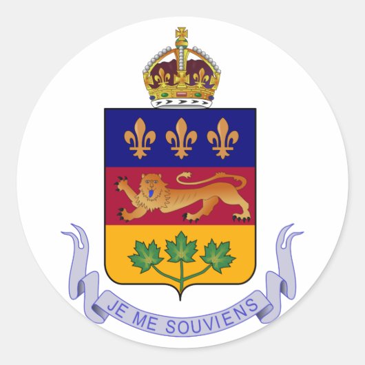 Sticker Rond Armoiries du Québec Logo officiel du Canada Herald (Devant)
