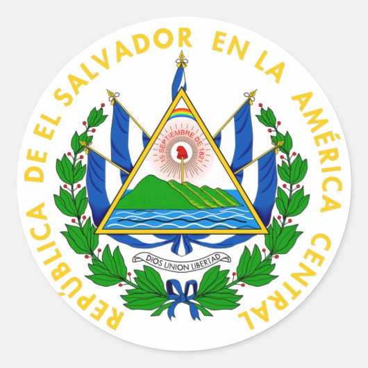 Sticker Rond Armoiries du Salvador Drapeaux du monde (Devant)