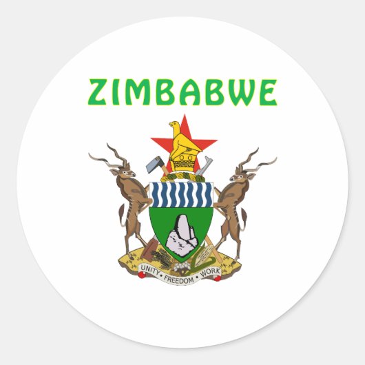 Sticker Rond Armoiries Du Zimbabwe (Devant)