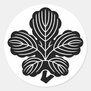 Sticker Rond [Armoiries familiales] Feuille de Kaji déformée